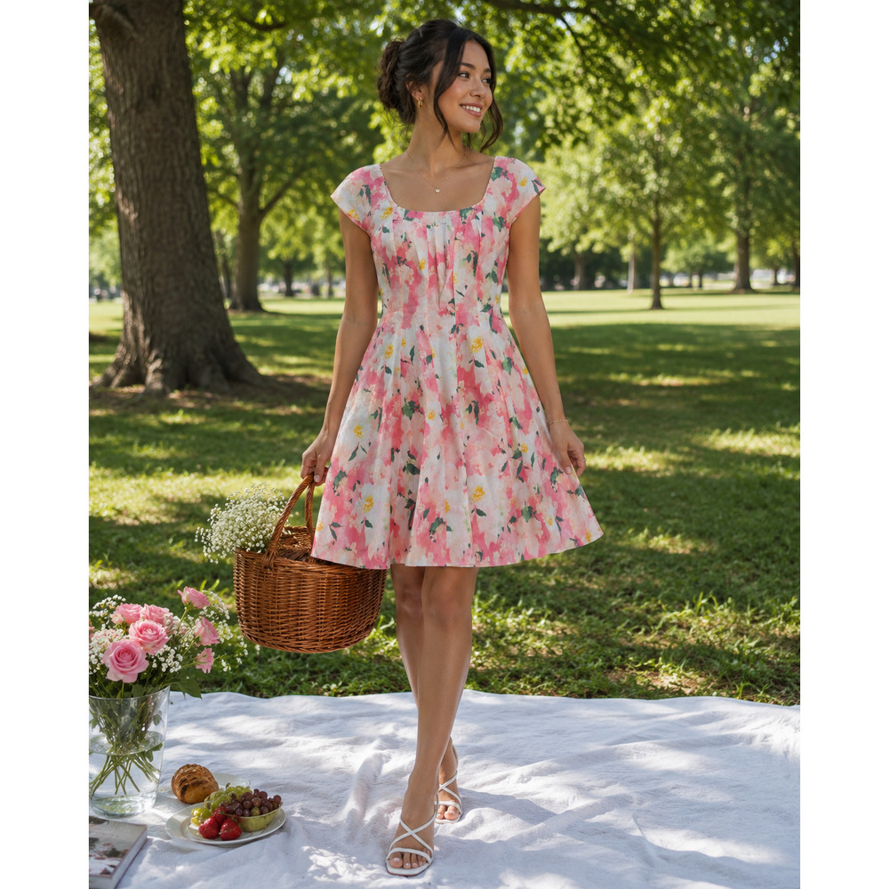 Floral fairy dainty pink dress A new day Size 4 feminine NWT soft garden party